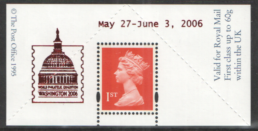 "Washington 2006" overprinted Boots 1st Class Stamp & Label (image for) "Washington 2006" overprinted Boots 1st Class Stamp & Label